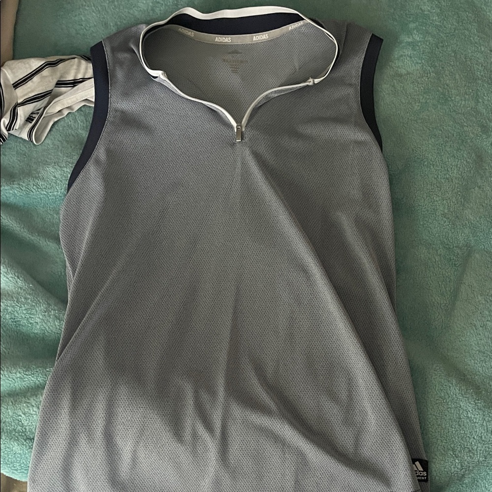 Adidas Gray Zip-Up Sleeveless Top
